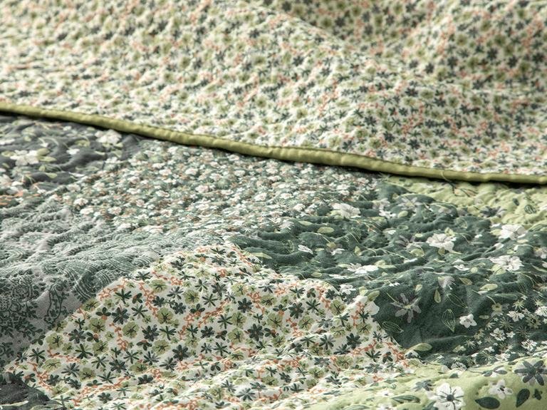 Цветочная лоскутная одинарная многоцелевая обложка 160x220 см, зеленая