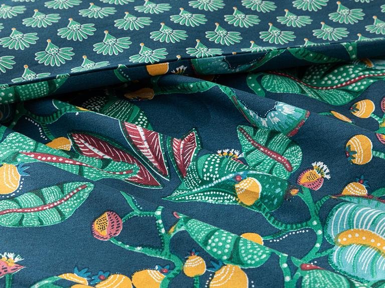 Комплект двойного пододеяльника Exotic Garden из хлопка 200x220 см темно-синий