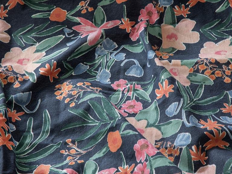 Vivacity Bloom Printed Single Pique 150x220 см темно-синий