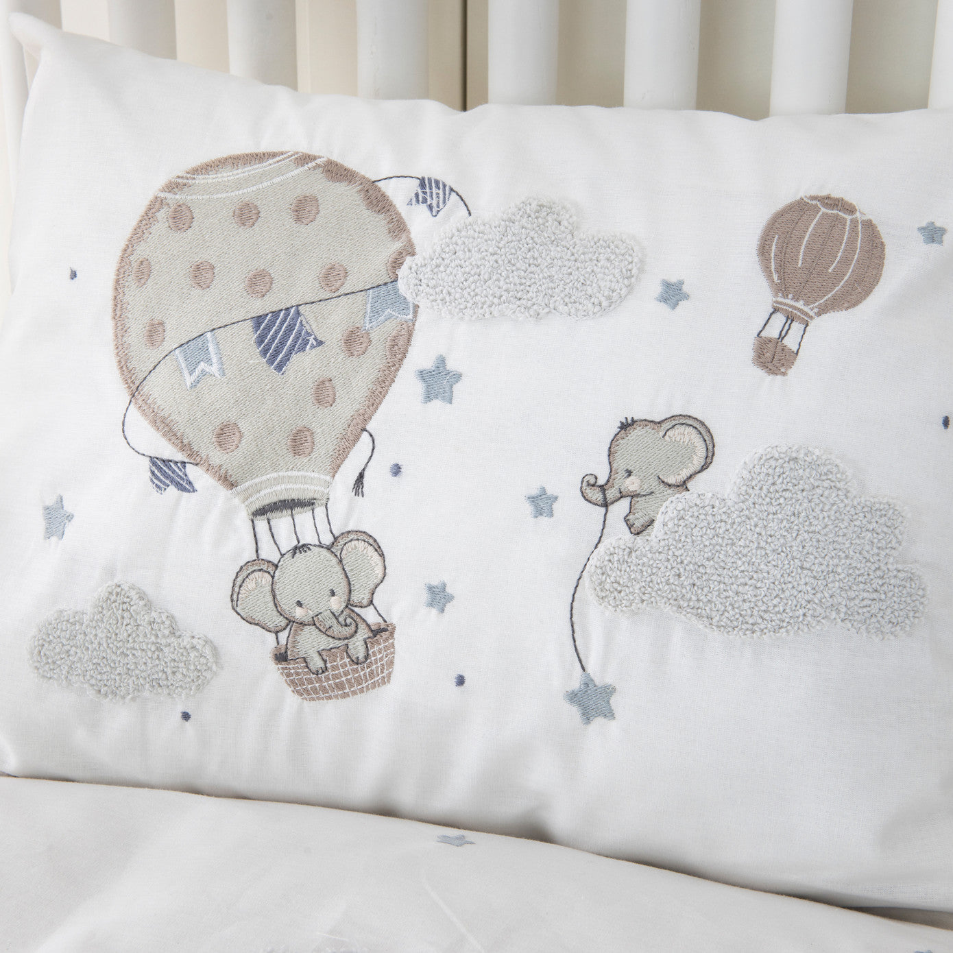 Karaca Home Elephant Небесно-голубой 100% хлопок Вышитый частный детский комплект