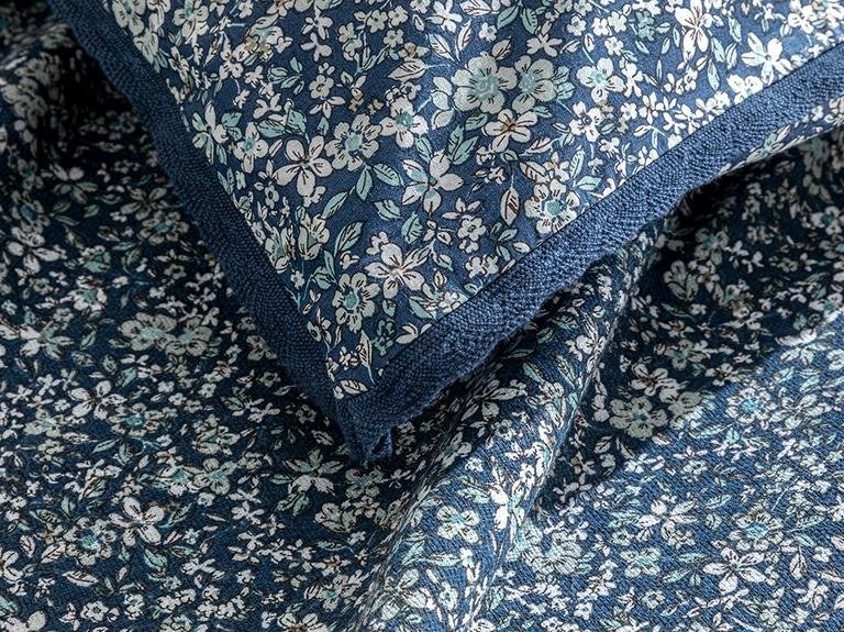Fleur De Nuit Printed Single Pique 150x220 см темно-синий