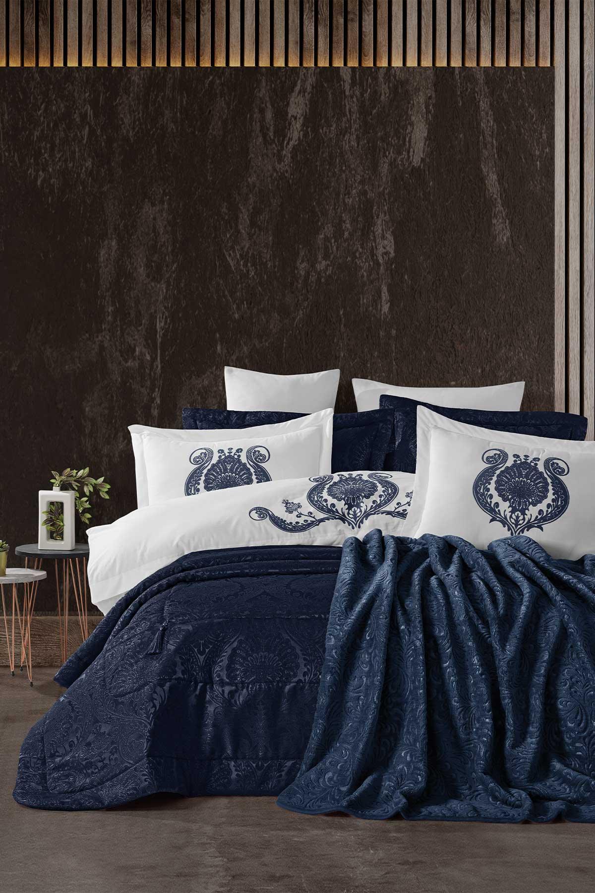 Комплект покрывала с двойным наполнителем Enora Navy Blue