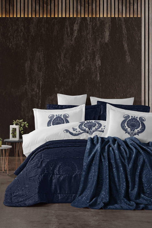 Комплект покрывала с двойным наполнителем Enora Navy Blue
