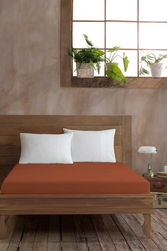 Ranfors Хлопковая простыня на двуспальной кровати 160x200 см Cinnamon