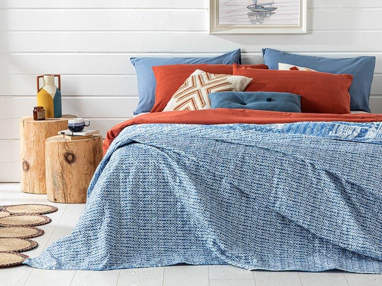 Покрывало Coastal Patchwork Двустороннее Двустороннее 200x220 См Синий