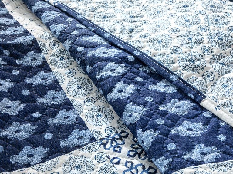 Littoral Patchwork Односпальное Двустороннее Покрывало 160x220 См Синий