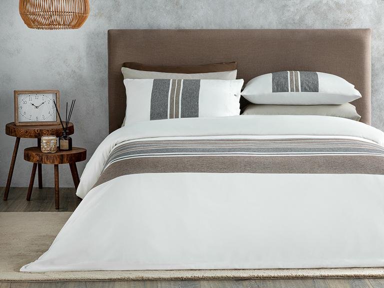 Комплект пододеяльников Cozy Stripe Winter Soft Super King 260x220 см коричнево-антрацитовый