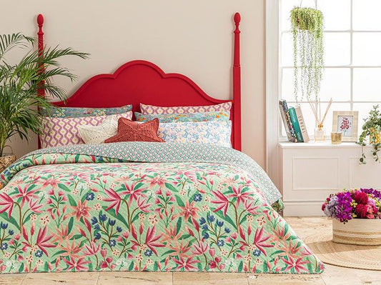 Двойная многоцелевая крышка Fresh Liliums 200x220 см, зеленая