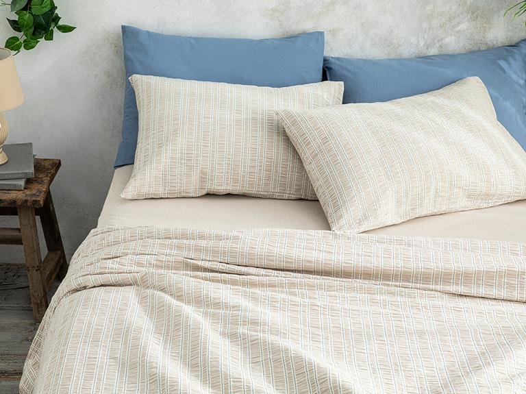 Набор пододеяльников Crispate Gofre King Size 240X220 см, бежевый - синий