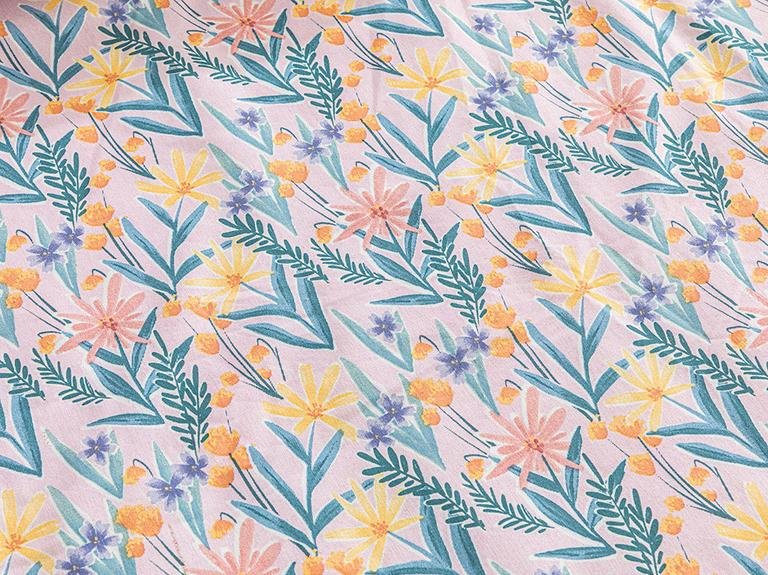 Joyous Florets Легко гладить Одинарный пододеяльник 160x220 см Светло-розовый