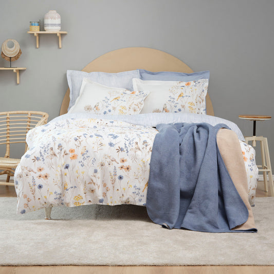 Karaca Home Aleta Blue Двойной пододеяльник из 100% хлопка Комплект одеял