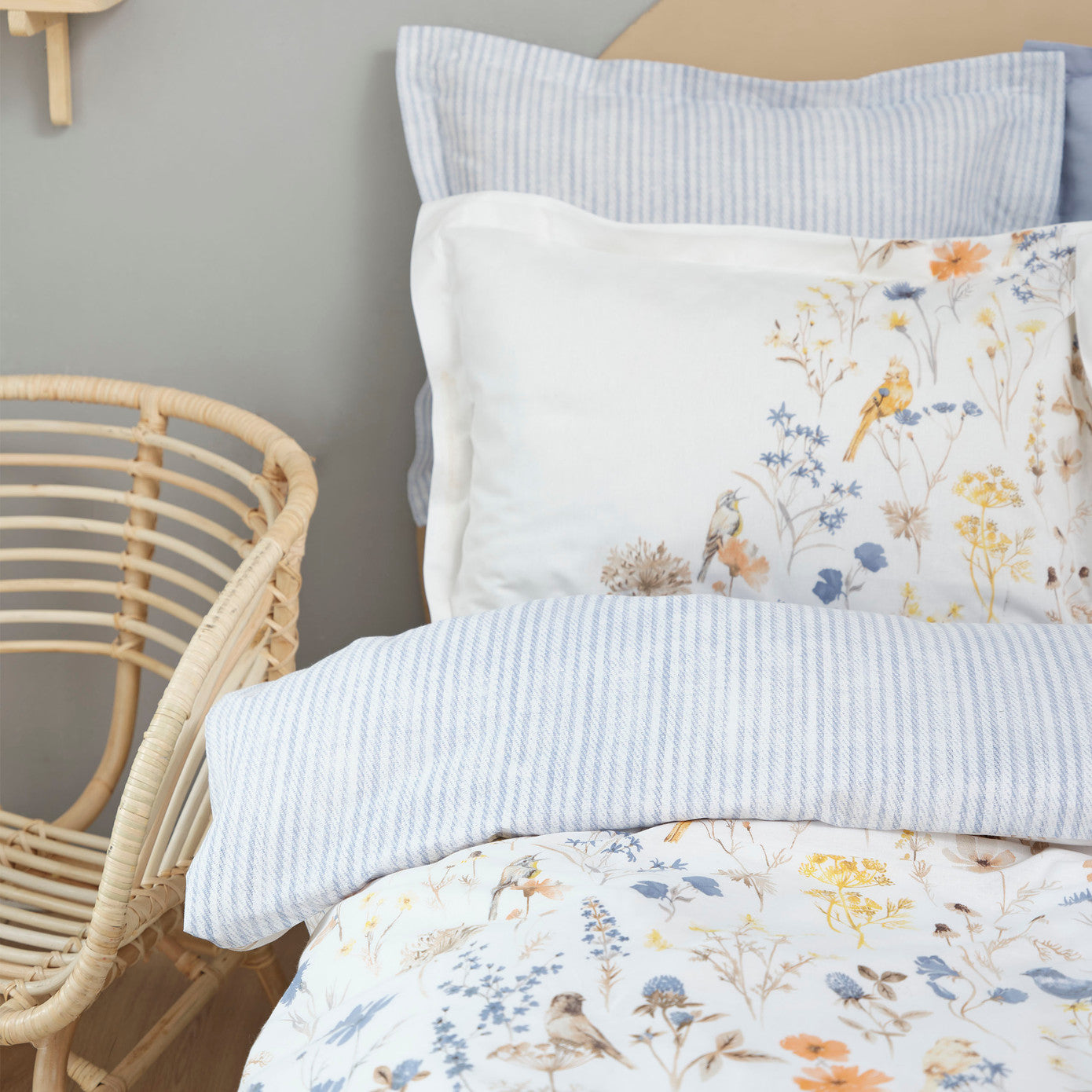 Karaca Home Aleta Blue Двойной пододеяльник из 100% хлопка Комплект одеял