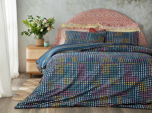 Комплект пододеяльников для пуховых одеял Daisy Patchwork из хлопка 160x220 см темно-синий
