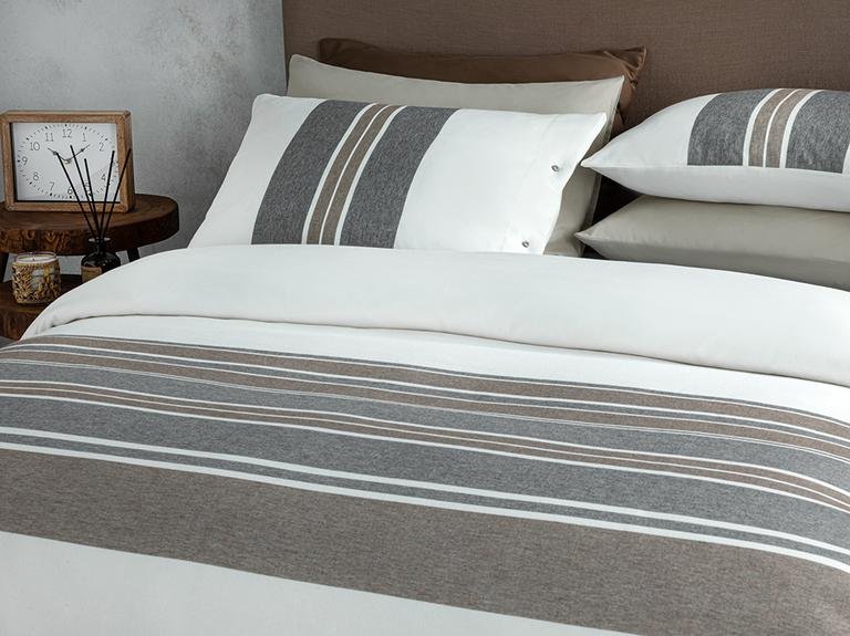 Комплект пододеяльников Cozy Stripe Winter Soft Single 160x220 см Коричнево-антрацитовый