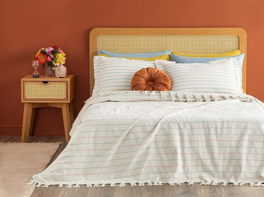 Комплект двуспального тканого покрывала Coastal Stripe 240x260 см, белый