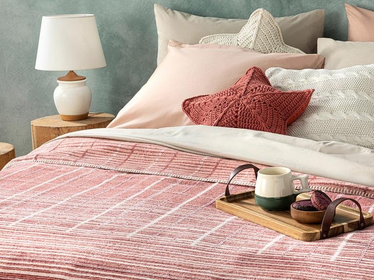 Хлопковое двойное одеяло Blured Check 200X220 см с сушеной розой
