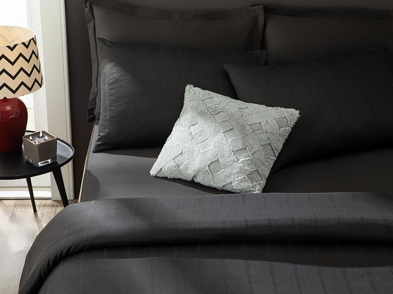 Пододеяльник Listral в полоску из хлопкового сатина в коробке King Size 4 с подкладкой 240X220 см, антрацит
