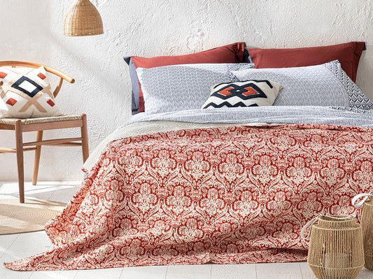 Односпальное двухстороннее покрывало Ethnic Coral 160x220 см Coral