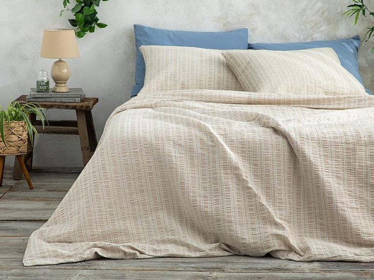 Набор пододеяльников Crispate Gofre King Size 240X220 см, бежевый - синий