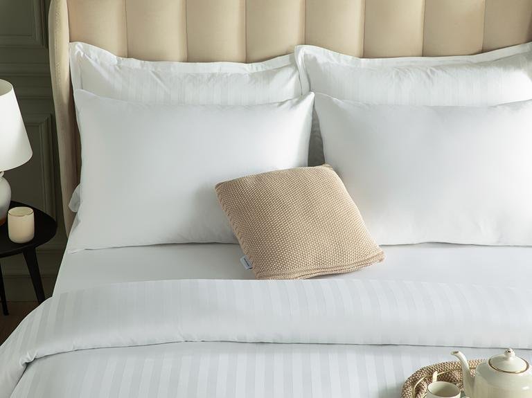 Пододеяльник из хлопкового сатина King Size в блестящую полоску 240x220 см, белый
