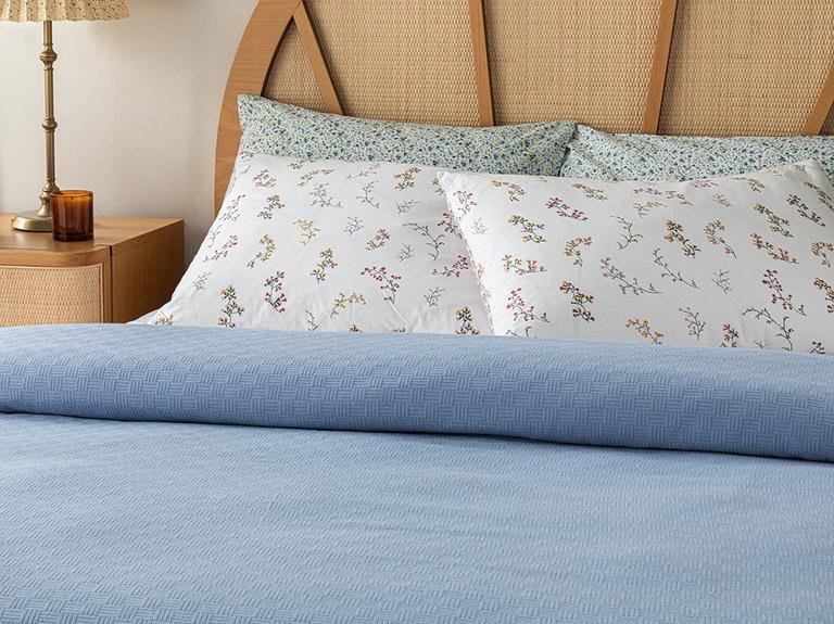 Однотонный хлопок King Size пике 240x220 см синий