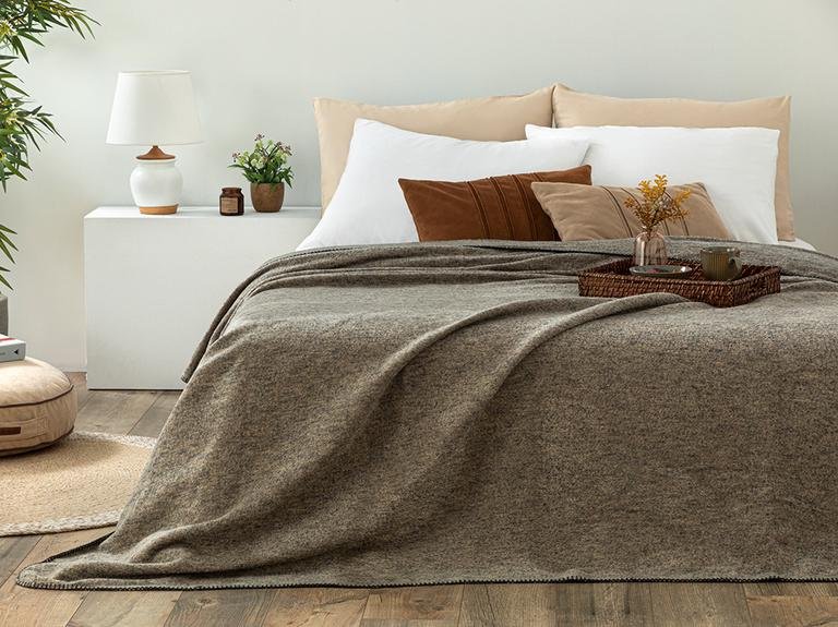 Меланж Хлопковое Одеяло King Size 220x240 См Антрацит - Бежевый
