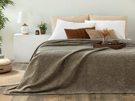 Меланж Хлопковое Одеяло King Size 220x240 См Антрацит - Бежевый