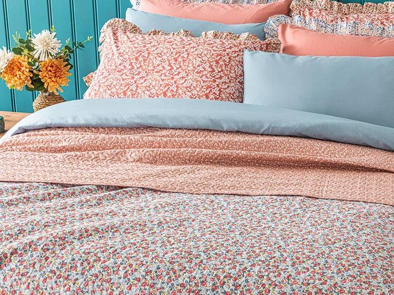 Одноместное многоцелевое одеяло Lovely Florets 160x220 см, розовое