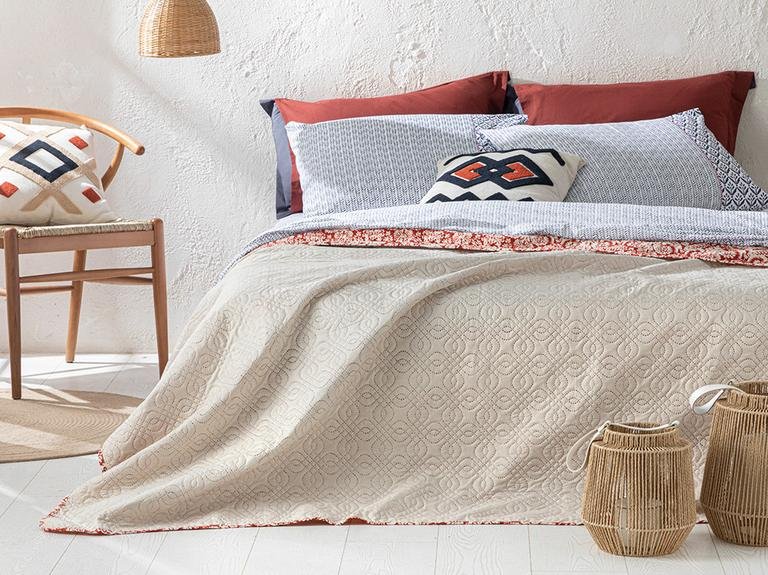 Односпальное двухстороннее покрывало Ethnic Coral 160x220 см Coral