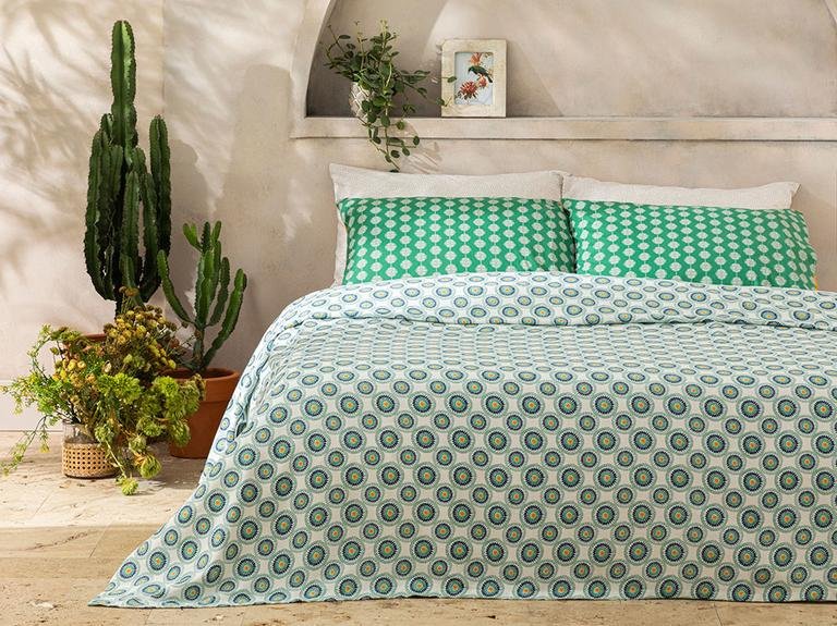 Exotic Circles Printed Single Pique 150x220 см темно-зеленый