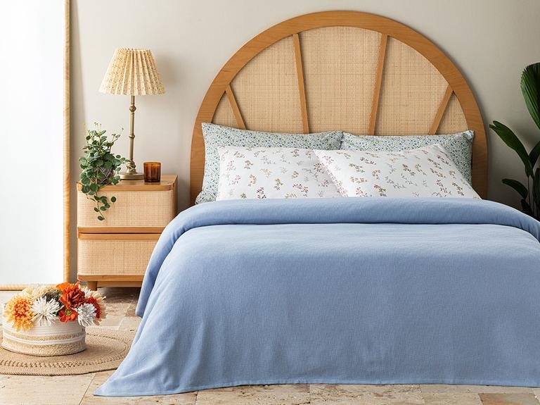 Однотонный хлопок King Size пике 240x220 см синий