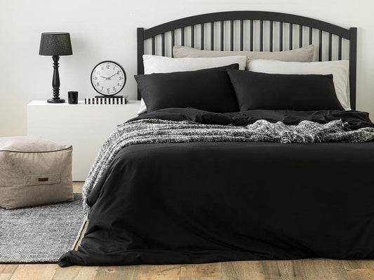 Пододеяльник из простого хлопка King Size 240x220 см, черный