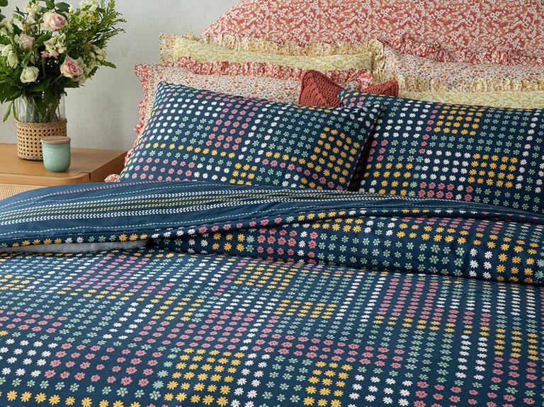 Комплект пододеяльников для пуховых одеял Daisy Patchwork из хлопка King Size 240x220 см, темно-синий