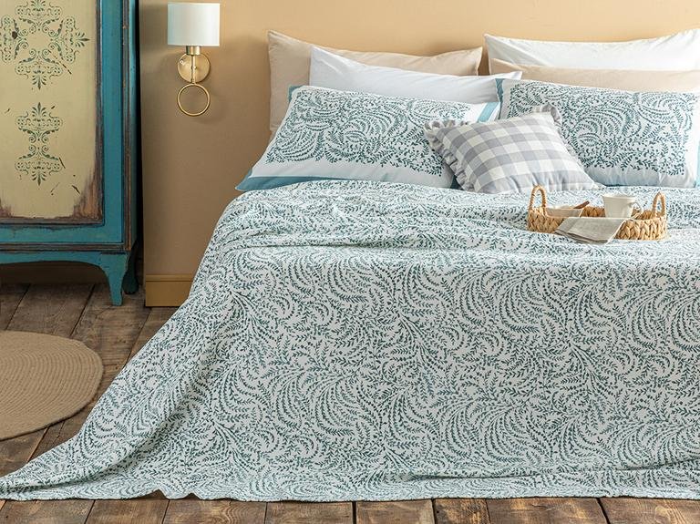 Набор из пике King Size с принтом Calm Nature 240X220 см Celedon
