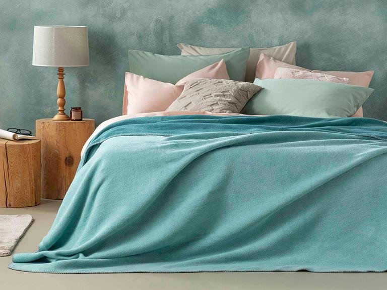 Однотонное хлопковое одеяло King Size 220x240 см Celedon-mint