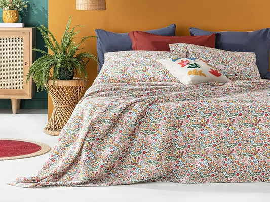 Набор из двойного пике с принтом Fleurs Vives 200X220 см розовый