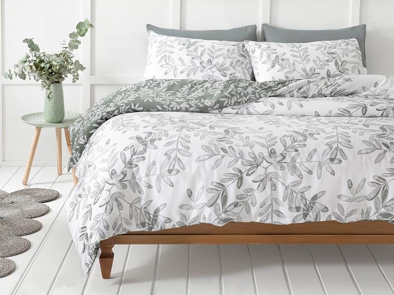Набор двойных пододеяльников Olive Twig Crepe 200x220 см оливково-зеленый
