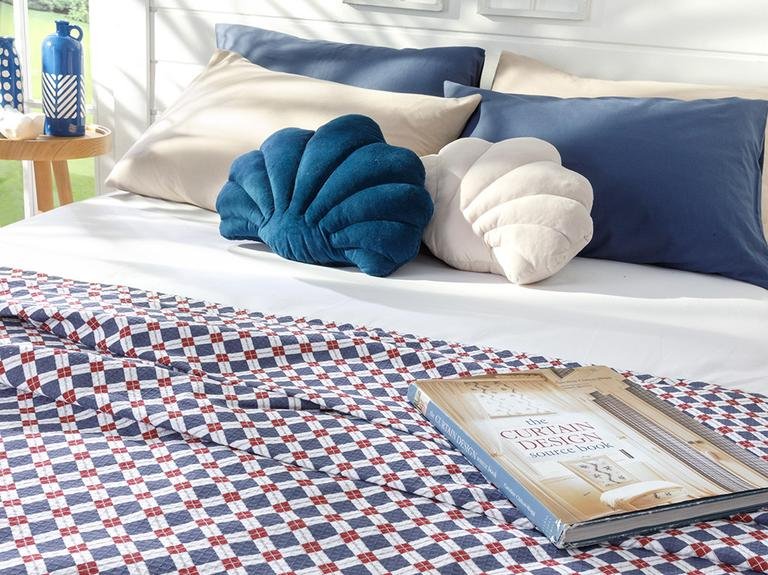 Oxford Printed King Size Пике 220x240 см темно-синий