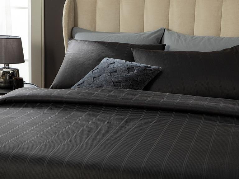 Lystra Striped Cotton Satin Double пододеяльник 200x220 см антрацитовый