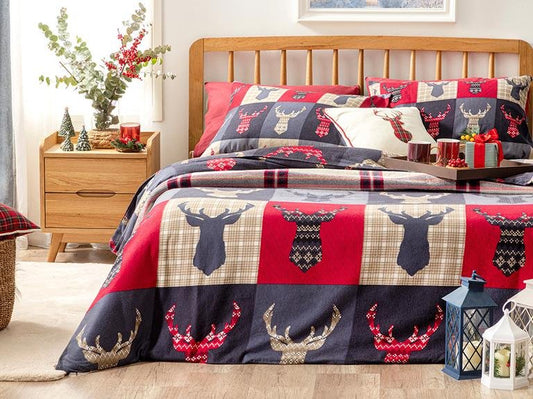 Patchy Deers Flannel Double пододеяльник 200x220 см темно-синий