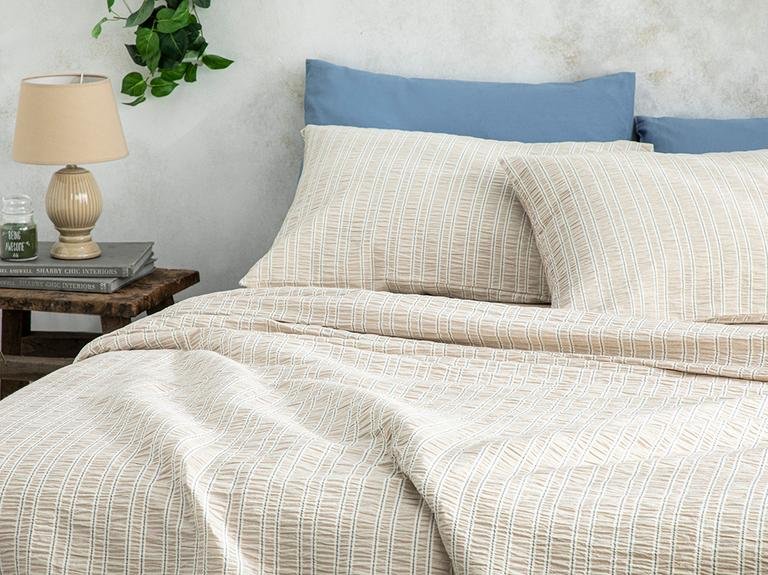 Набор пододеяльников Crispate Gofre King Size 240X220 см, бежевый - синий