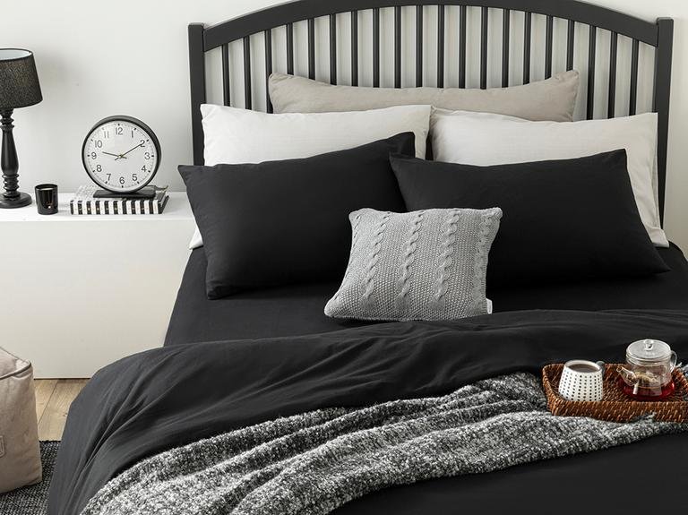 Пододеяльник из простого хлопка King Size 240x220 см, черный