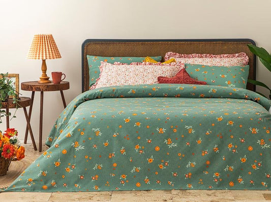 Декоративный сад с принтом King Size Pique 240x220 см, зеленый