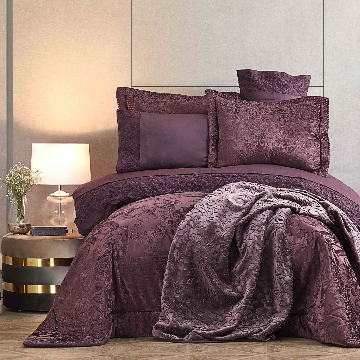 Karaca Home Valeria Best Plum Набор для приданого из 8 предметов