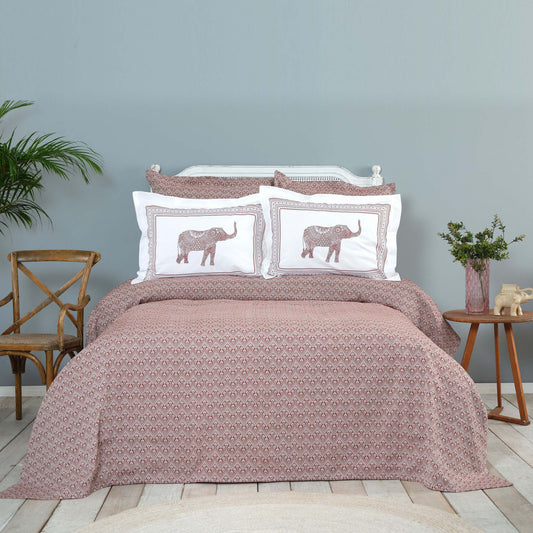 Karaca Home Somes Terracota Комплект двуспального покрывала и простыни