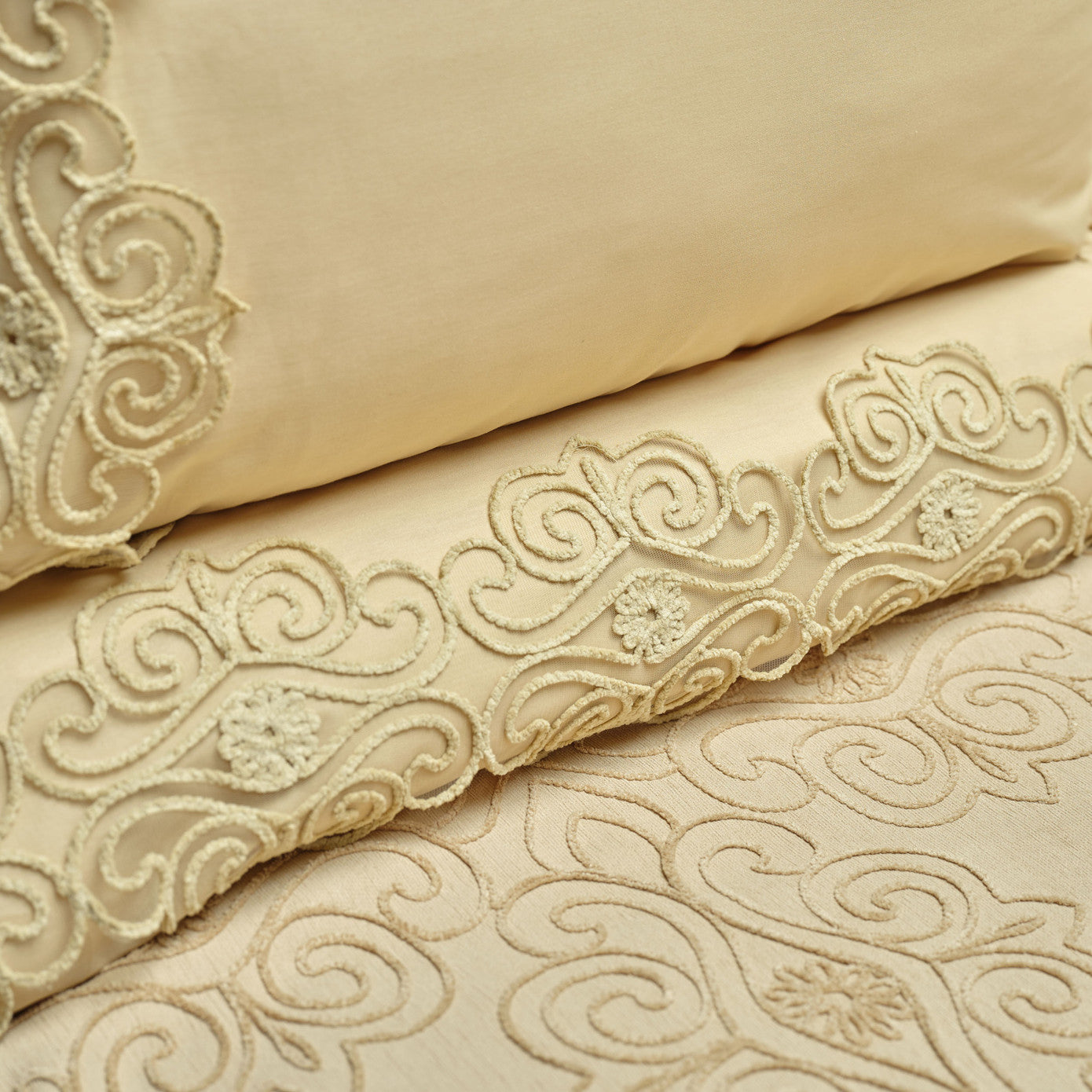 Karaca Home Marissa Beige Пододеяльник с двойной вышивкой Пике Набор