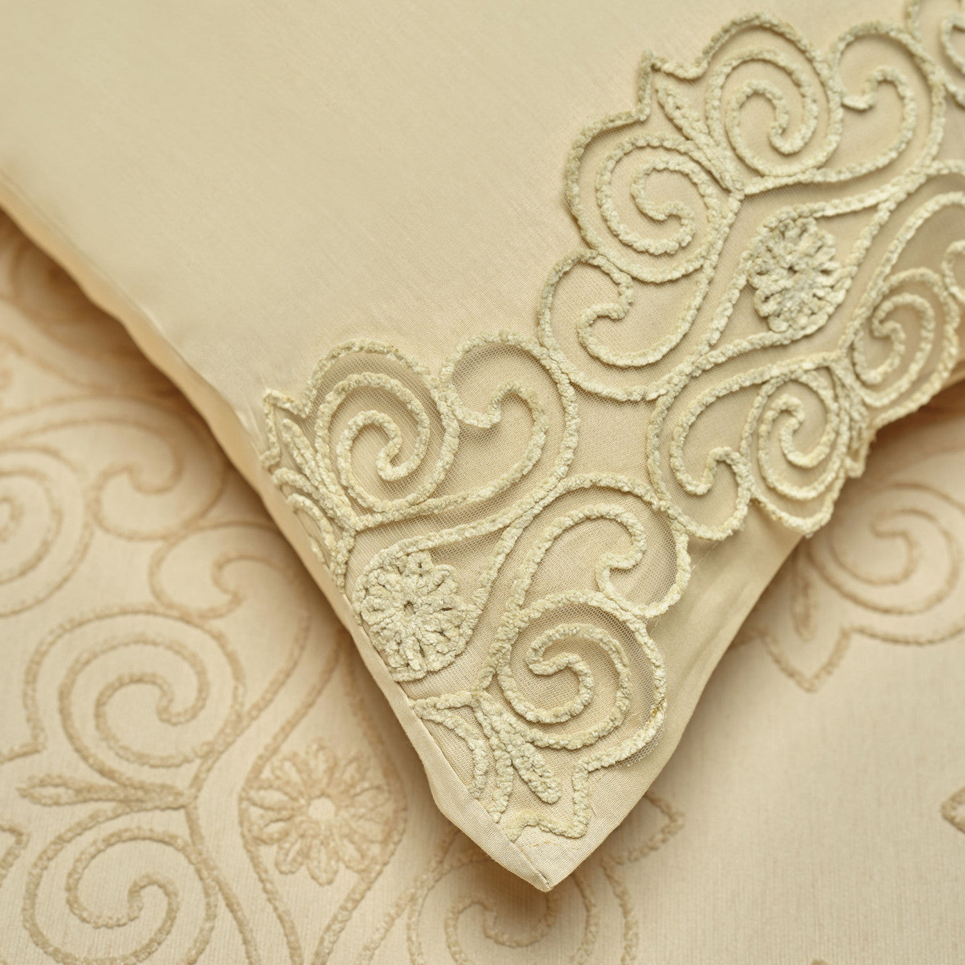 Karaca Home Marissa Beige Пододеяльник с двойной вышивкой Пике Набор