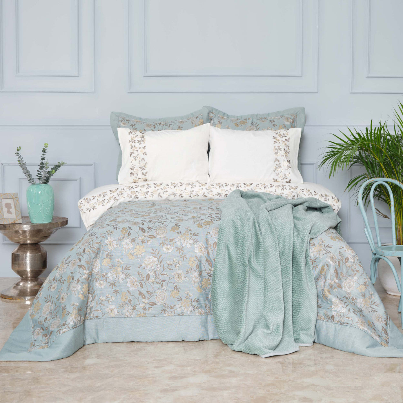 Karaca Home Flora Blue Набор для приданого из 8 предметов