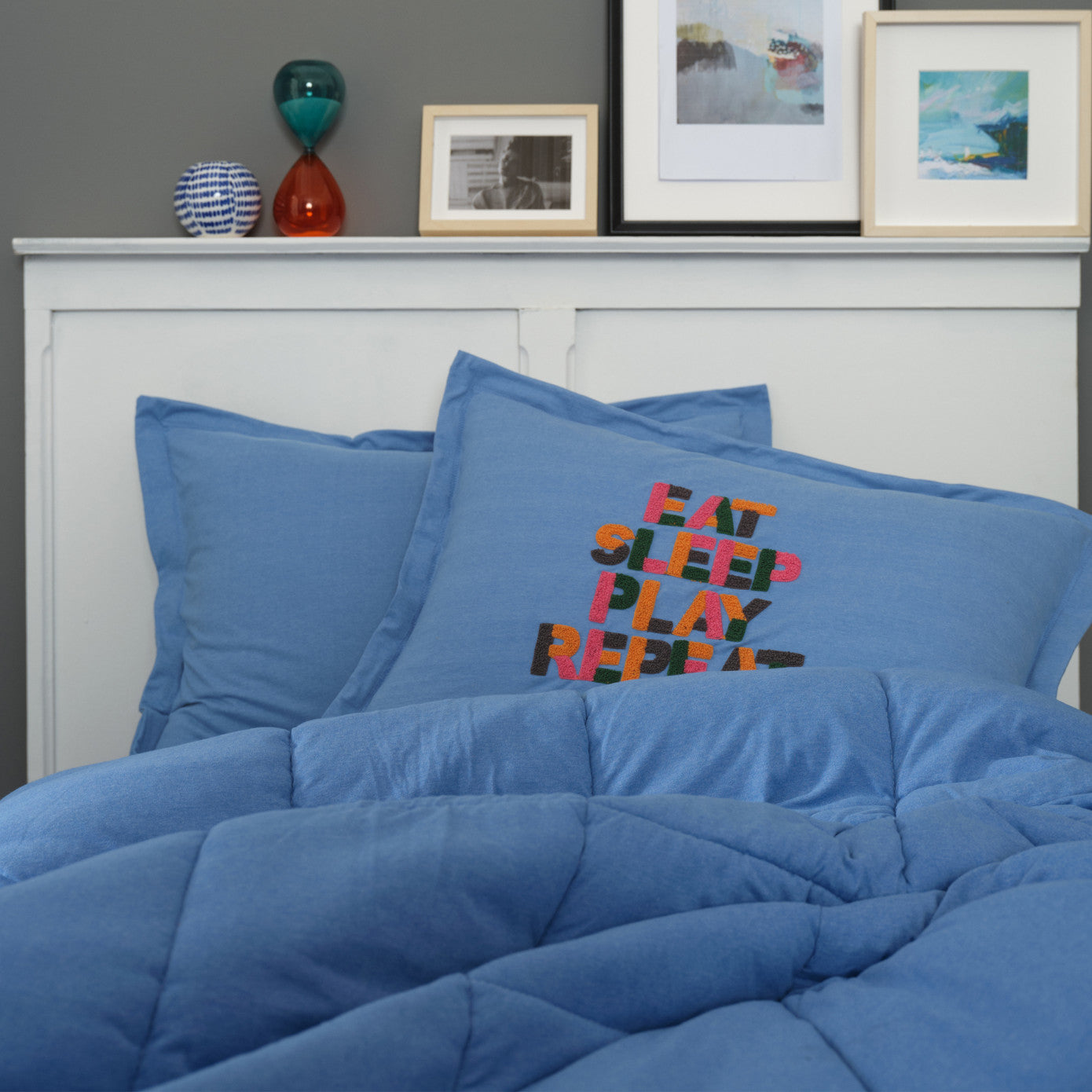 Комплект постельного белья Karaca Home Motto Cotton Comfort Blue