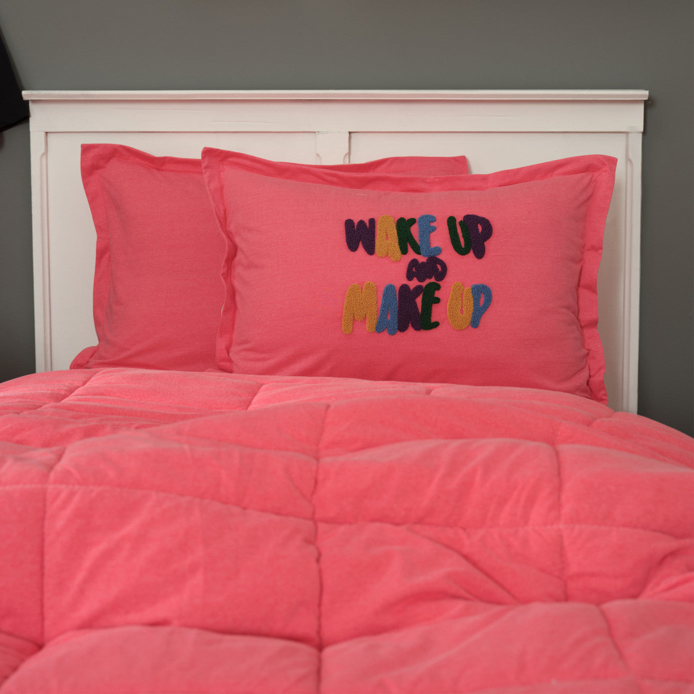 Односпальный комплект постельного белья Karaca Home Motto Cotton Comfort цвета фуксии